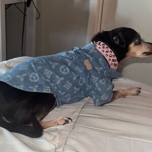Chic Dog Jacket with Pink Studded Collar